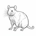 Detailed Linework Drawing Of A Rat: Realistic Yet Stylized Artwork