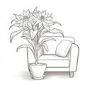 Daisy Coloring Page With Corn Plant In Realistic Interior