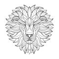 Detailed Lion in aztec style. Patterned head on background. African indian totem tattoo design. Vector Royalty Free Stock Photo