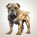 Detailed Low Poly Dog Portrait On Light Brown Background