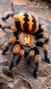 Detailed macro capture of a tarantula in its natural habitat, showcasing intricate spider details