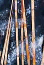 frozen dirty cane in ice with snow and sand. Nature background Royalty Free Stock Photo