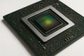 GPU Macro Shot on White Background, Close-Up of Graphics Card Components Royalty Free Stock Photo