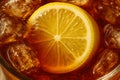 Macro Iced Tea with Lemon Slice â Refreshing Beverage Texture for Summer, Culinary, and Wellness Design Royalty Free Stock Photo