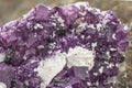 Detailed macro of purple fluorite crystals Royalty Free Stock Photo