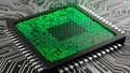 Futuristic CPU with Glowing Digital Code on Circuit Board Royalty Free Stock Photo