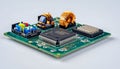 Close-up view of electronic circuit board components Royalty Free Stock Photo