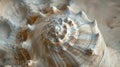 A detailed macro shot of the intricate patterns and textures of a single, large seashell, set