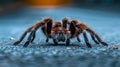 Detailed macro shot of tarantula in its natural habitat, close up view of a highly detailed spider