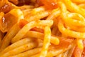 Detailed macro view of cooked spaghetti Royalty Free Stock Photo