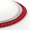A Detailed Macro View of a White Plastic Protractor with Red Gradations Royalty Free Stock Photo