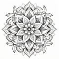 Detailed Mandala Flower Drawing: Rounded, Orient-inspired Ornamentation