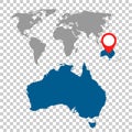 Detailed map of Australia and World map navigation set. Flat vector illustration. Royalty Free Stock Photo