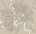 Detailed map of Baghdad city, linear print map. Cityscape panorama