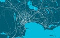 Detailed map of Baku city, linear print map. Cityscape panorama