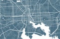 Detailed map of Baltimore city, linear print map. Cityscape panorama