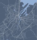 Detailed map of Belfast city, linear print map. Cityscape panorama
