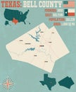 Map of Bell county in Texas Royalty Free Stock Photo