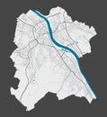 Detailed map of Bonn city, Cityscape. Royalty free vector illustration