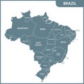 The detailed map of the Brazil with regions or states Royalty Free Stock Photo