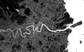 Detailed map of Brisbane city, linear print map. Cityscape panorama