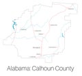 Map of Calhoun county in Alabama