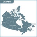 The detailed map of the Canada with regions or states