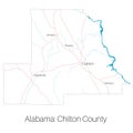 Map of Chilton county in Alabama