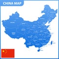 The detailed map of the China with regions or states and cities, capitals, national flag Royalty Free Stock Photo