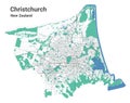 Detailed map of Christchurch city, ÃÂityscape. Royalty free vector illustration Royalty Free Stock Photo