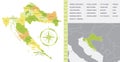 Detailed map of Croatia with administrative divisions of the country, color vector illustration Royalty Free Stock Photo