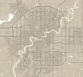 Detailed map of Edmonton city, linear print map. Cityscape panorama