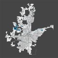 Detailed map of Fort Worth city, Cityscape. Royalty free vector illustration Royalty Free Stock Photo