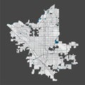 Detailed map of Fresno city, Cityscape. Royalty free vector illustration Royalty Free Stock Photo
