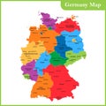 The detailed map of the Germany with regions or states and cities, capitals Royalty Free Stock Photo