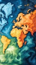 Detailed map illustrating global co2 emission hotspots with color-coded regions based on environmental impact