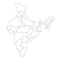 Detailed map of India, Asia with all states and country boundary Royalty Free Stock Photo