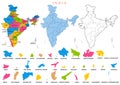 Detailed map of India, Asia with all states and country boundary Royalty Free Stock Photo