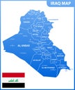 The detailed map of Iraq with regions or states and cities, capital. Administrative division.