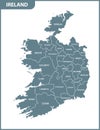 The detailed map of the Ireland with regions or states