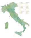 Detailed map of Italy with administrative divisions into regions and provinces of the country, vector illustration on white