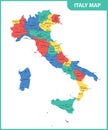 The detailed map of the Italy with regions or states and cities, capital Royalty Free Stock Photo