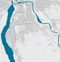 Detailed map of Khartoum city, linear print map. Cityscape panorama