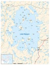 Detailed map of Lake Nipigon, Ontario, Canada Royalty Free Stock Photo