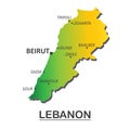Detailed map of Lebanon with cities. Vector illustration