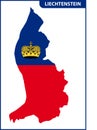 The detailed map of Liechtenstein with National Flag