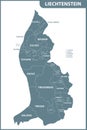 The detailed map of Liechtenstein with regions or states. Administrative division