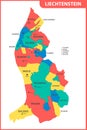 The detailed map of Liechtenstein with regions or states and cities, capitals. Administrative division