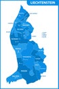 The detailed map of Liechtenstein with regions or states and cities, capitals. Administrative division