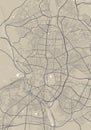 Detailed map of Madrid city, linear print map. Cityscape panorama Royalty Free Stock Photo